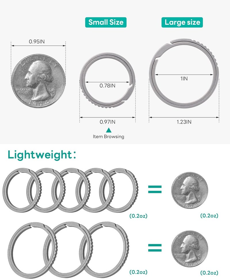 TISUR Titanium Keychain Rings, Split Side Pushing Key Rings Heavy Duty Black Key Ring For Key Chain Carabiner Dog Tag Ring - Image 2